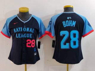 Women's Philadelphia Phillies #28 Alec Bohm Number Navy 2024 All Star Limited Stitched Jersey