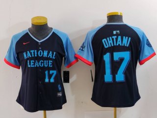 Women's Los Angeles Dodgers #17 Shohei Ohtani Number Navy 2024 All Star Limited Stitched Jersey