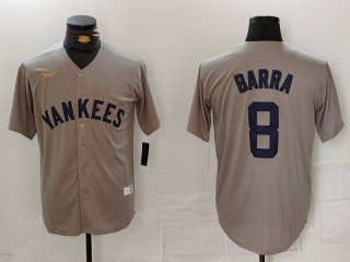 Men's New York Yankees #8 Barra Name Grey Stitched Nike Throwback Jersey