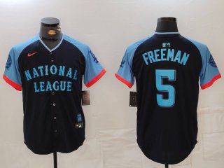 Men's Los Angeles Dodgers #5 Freddie Freeman Navy 2024 All Star Limited Stitched Jersey