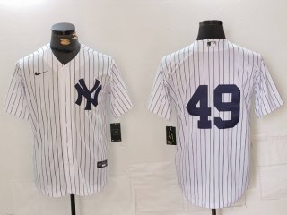 Men's New York Yankees #49 Ron Guidry White Cool Base Stitched Jersey