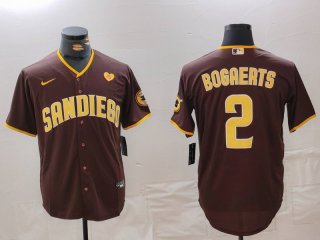 Men's San Diego Padres #2 Xander Bogaerts Brown With PS Patch Cool Base Stitched Jersey