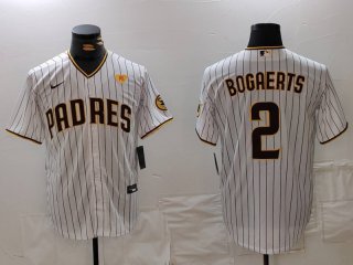 Men's San Diego Padres #2 Xander Bogaerts White With PS Patch Cool Base Stitched Jersey