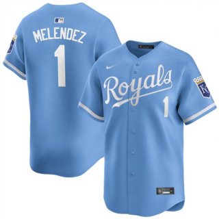 Men's Kansas City Royals #1 MJ Melendez Light Blue Alternate Limited Stitched Baseball Jersey