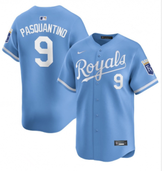 Men's Kansas City Royals #9 Vinnie Pasquantino Light Blue 2024 Alternate Limited Stitched Baseball Jersey