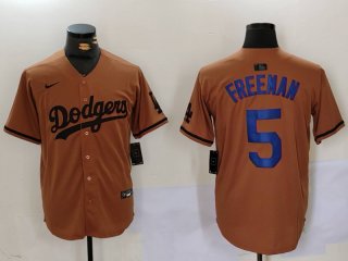 Men's Los Angeles Dodgers #5 Freddie Freeman Olive Cool Base Limited Stitched Jersey