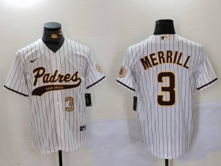 Men's San Diego Padres #3 Jackson Merrill White 2023 Cool Base Stitched Jerseys