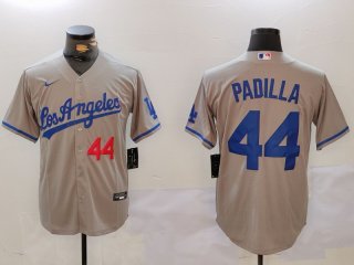 Men's Los Angeles Dodgers #44 Vicente Padilla Number Grey With los Cool Base Stitched Jersey