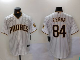 Men's San Diego Padres #84 Dylan Cease White Team Logo Stitched Cool Base Nike Jersey