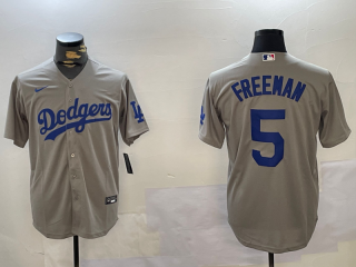 Men's Los Angeles Dodgers #5 Freddie Freeman Grey Cool Base Jersey