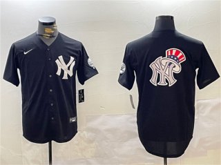 Men's New York Yankees Team Big Logo Black With Patch Cool Base Stitched Baseball Jersey