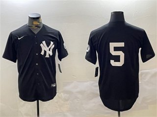 Men's New York Yankees #5 Joe DiMaggio Black With Patch Cool Base Stitched Baseball Jersey