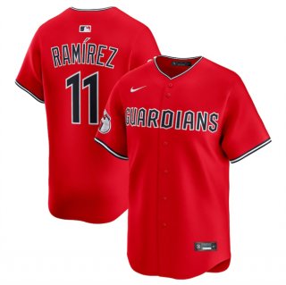 Men's Cleveland Guardians #11 Jose Ramirez Red Alternate Limited Stitched Baseball Jersey