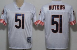 Chicago Bears #51 Dick Butkus White Throwback Jersey