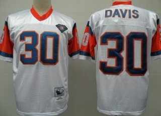 Denver Broncos #30 Terrell Davis White 75TH Throwback Jersey