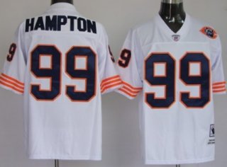 Chicago Bears #99 Dan Hampton White Throwback With Bear Patch Jersey