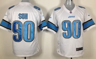 Nike Detroit Lions #90 Ndamukong Suh White Game Jersey