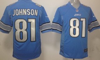 Nike Detroit Lions #81 Calvin Johnson Light Blue Game Jersey