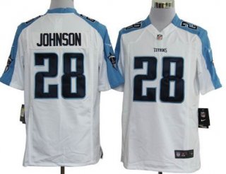 Nike Tennessee Titans #28 Chris Johnson White Game Jersey