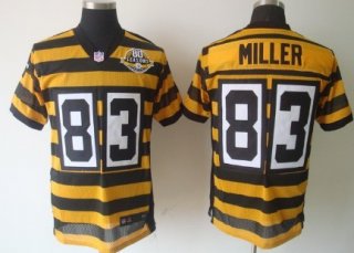 Nike Pittsburgh Steelers #83 Heath Miller Yellow With Black Throwback 80TH Jersey