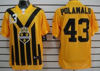 Nike Pittsburgh Steelers #43 Troy Polamalu 1933 Yellow Throwback Jersey