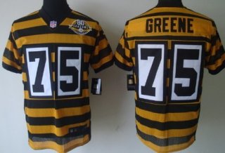 Nike Pittsburgh Steelers #75 Joe Greene Yellow With Black Throwback 80TH Jersey