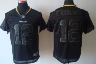 Nike Green Bay Packers #12 Aaron Rodgers Lights Out Black Elite Jersey