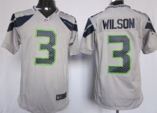 Nike Seattle Seahawks #3 Russell Wilson Gray Game Jersey