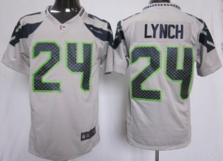 Nike Seattle Seahawks #24 Marshawn Lynch Gray Game Jersey