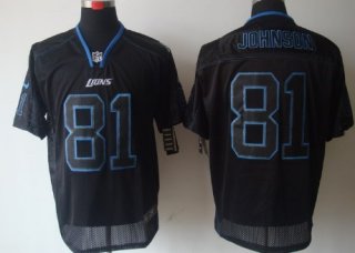 Nike Detroit Lions #81 Calvin Johnson Lights Out Black Elite Jersey