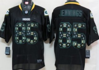 Nike Green Bay Packers #85 Greg Jennings Lights Out Black Ornamented Elite Jersey