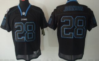 Nike Tennessee Titans #28 Chris Johnson Lights Out Black Elite Jersey