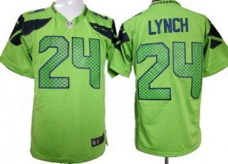 Nike Seattle Seahawks #24 Marshawn Lynch Green Game Jersey