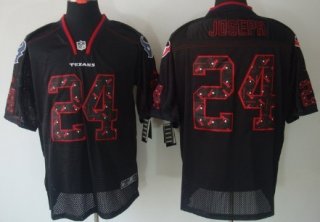 Nike Houston Texans #24 Johnathan Joseph Lights Out Black Ornamented Elite Jersey