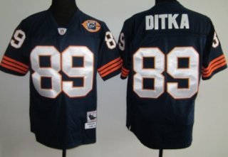 Chicago Bears #89 Mike Ditka Blue Throwback With Bear Patch Jersey