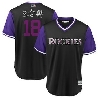 Men's Colorado Rockies 18 Seung-hwan Oh Majestic Black 2018 Players' Weekend Cool Base Jersey