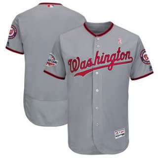 Men's Washington Nationals Majestic Blank Gray 2018 Mother's Day Road Flex Base Team Jersey