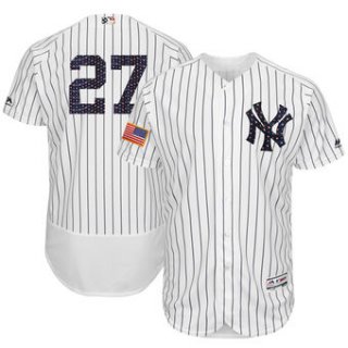 New York Yankees 27 Giancarlo Stanton Majestic White 2018 Stars & Stripes Flex Base Player Jersey