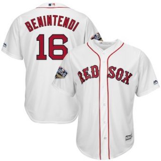 Men's Boston Red Sox #16 Andrew Benintendi Majestic White 2018 World Series Cool Base Player Jersey