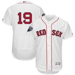 Men's Boston Red Sox #19 Jackie Bradley Jr. Majestic White 2018 World Series Flex Base Player Jersey