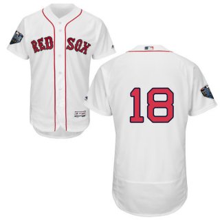 Red Sox #18 Mitch Moreland White Flexbase Authentic Collection 2018 World Series Stitched MLB Jersey