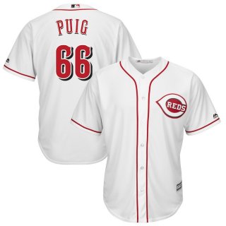 Men's Cincinnati Reds #66 Yasiel Puig White Cool Base Player Jersey