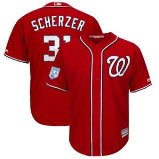 Men's Washington Nationals 31 Max Scherzer Majestic Scarlet 2019 Spring Training Cool Base Player Jersey