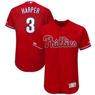 Men's Philadelphia Phillies 3 Bryce Harper Scarl 150th Patch Flexbase Collection