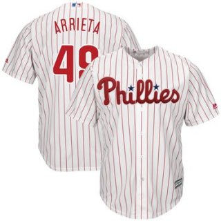 Men's Phillies 49 Jake Arrieta White Cool Base Jersey