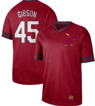 Men's St. Louis Cardinals #45 Bob Gibson Red Authentic Cooperstown Collection Stitched Baseball Jersey