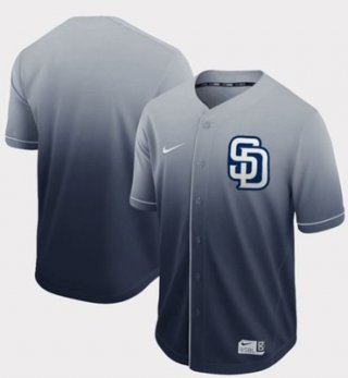 Padres Blank Navy Fade Authentic Stitched Baseball Jersey