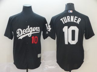 Men's Los Angeles Dodgers 10 Justin Turner Black Turn Back The Clock Cool Base Jersey