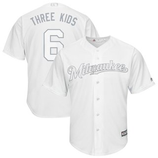 Brewers #6 Lorenzo Cain White Three Kids Players Weekend Cool Base Stitched Baseball Jersey