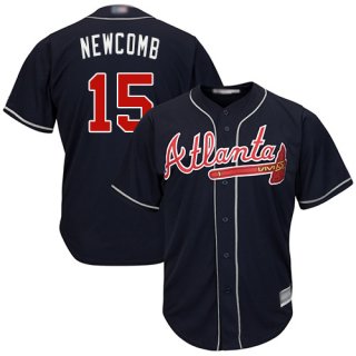 Atlanta Braves #15 Men's Sean Newcomb Replica Navy Blue Alternate Cool Base Baseball Jersey